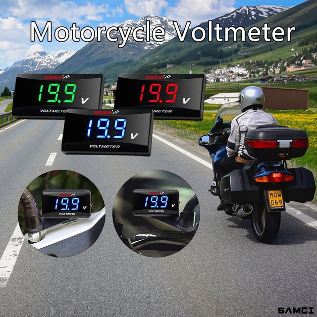 KOSO Digitales LCD Voltmeter für Motorräder, wasserdicht, Universal, Schwarz - Bild 1