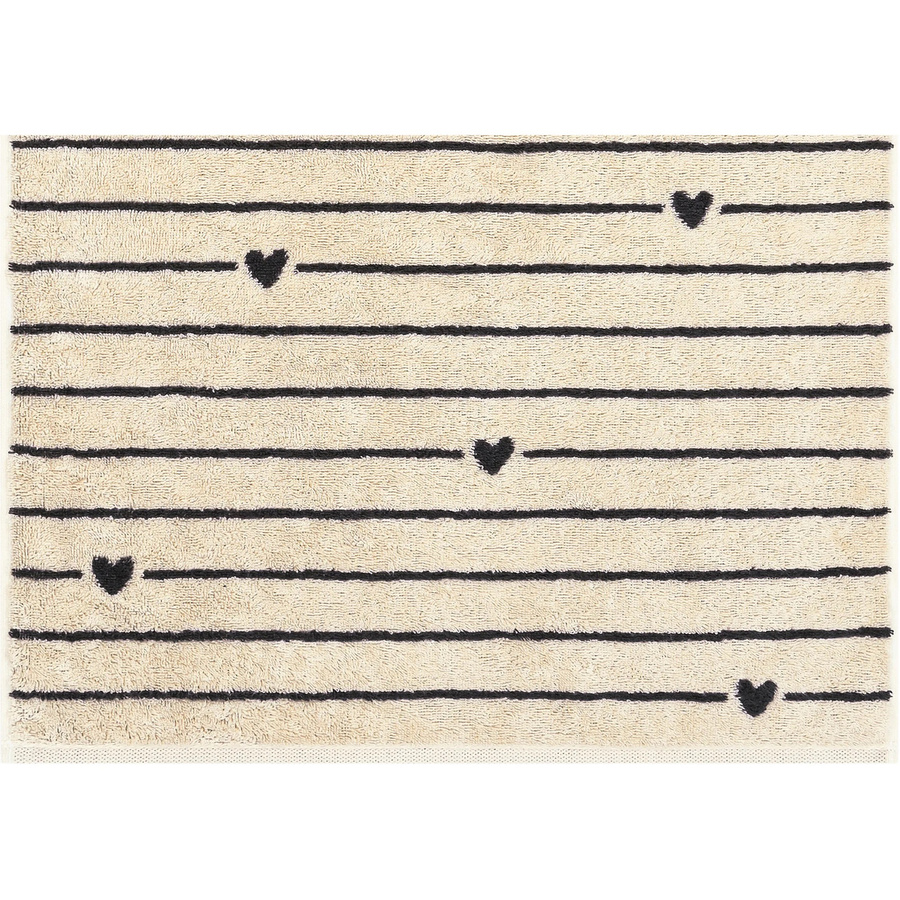 Cawö Duschtuch Heart Beats Line in Basalt mit schwarzen Herzen, B: 70 cm, L: 140 cm - Bild 1