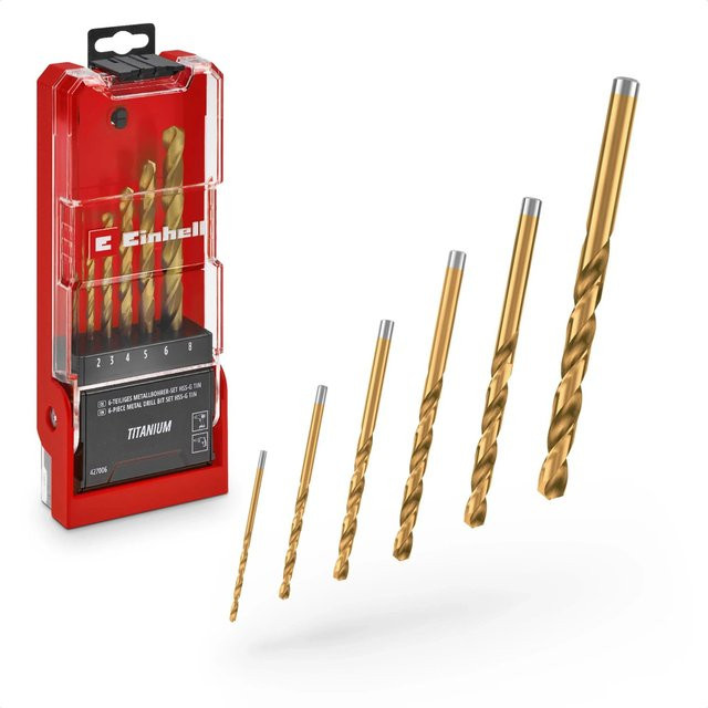 Einhell HSS-G Titan-Metallbohrer-Set aus Edelstahl, 6-teilig, Farbe Gold, Durchmesser: 1,5 mm - 6,5 mm - Bild 1