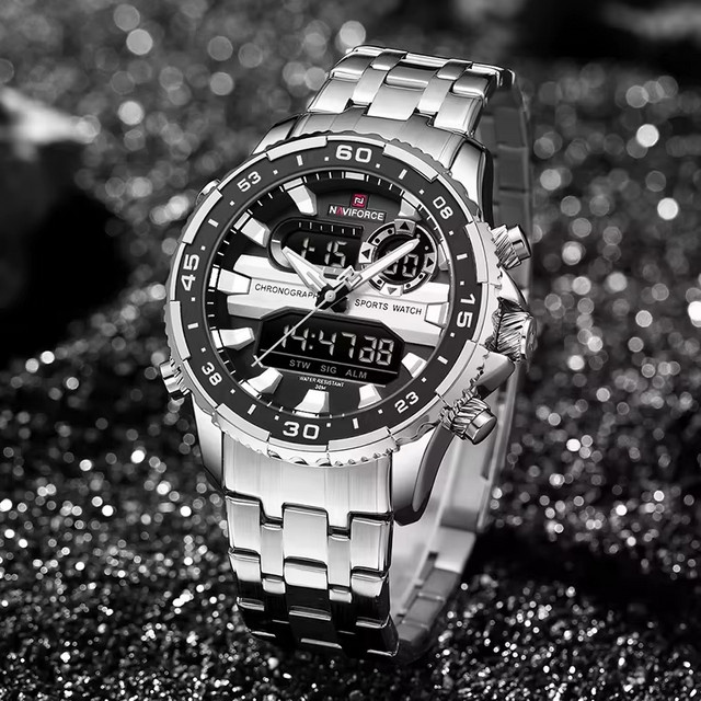 NAVIFORCE Armbanduhr, Quarz, Edelstahl, Schwarz, Herren - Bild 1