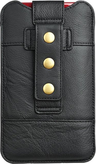 eForMobile Handy-Holster aus echtem Leder mit Gürtelclip und Taille-Tasche für iPhone 16 15 Pro Samsung Galaxy S24 S23 Plus Xiaomi Redmi Oppo Schwarz - Bild 1