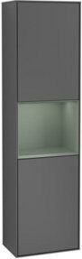 V&B Hochschrank Finion Wandbeleuchtung mit LED-Beleuchtung und Glastüren in Anthrazit, B/T/H: 41,8 x 27,0 x 151,6 cm - Bild 1
