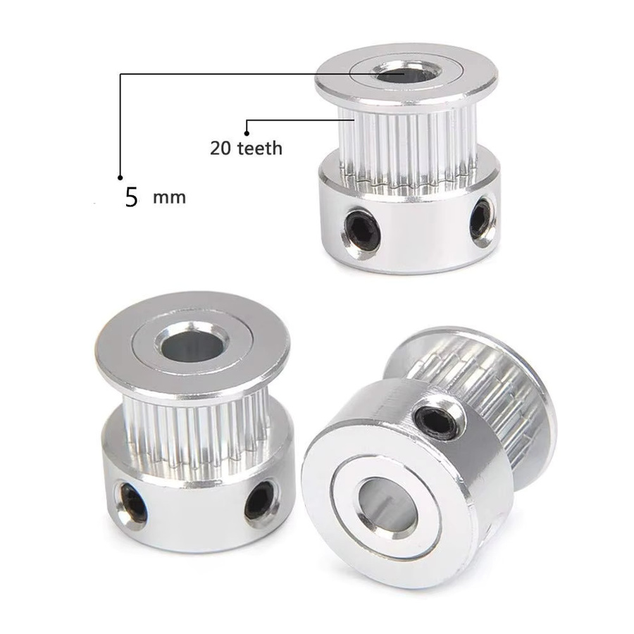 AOKIN GT2 Zahnriemenscheibe aus Aluminium mit 20 Zähnen und 5 mm Bohrung für 6 mm Riemen, 10 Stück, Silber - Bild 2