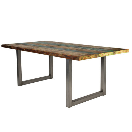 TABLES & CO SIT Tisch aus Altholz und Stahl in Multicolour, H: 76,5 cm, B: 100 cm - Bild 2