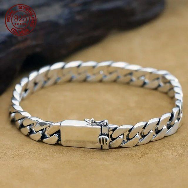 Armband 925 Silber, 8 mm, 22 cm, Herrenschmuck, brown - Bild 1