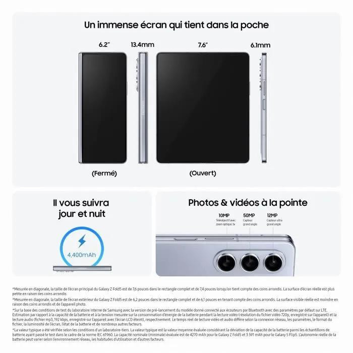 Samsung Galaxy Z Fold5 5G Dual-SIM faltbares Android-Smartphone mit 512 GB Speicher in Schwarz - Bild 3