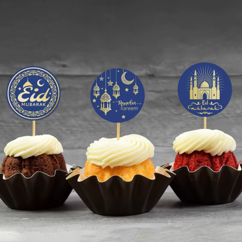 500 Stück Arabische Eid Aufkleber mit Mond und Öllampe in Blau für Ramadan Geschenkumschläge - Bild 4