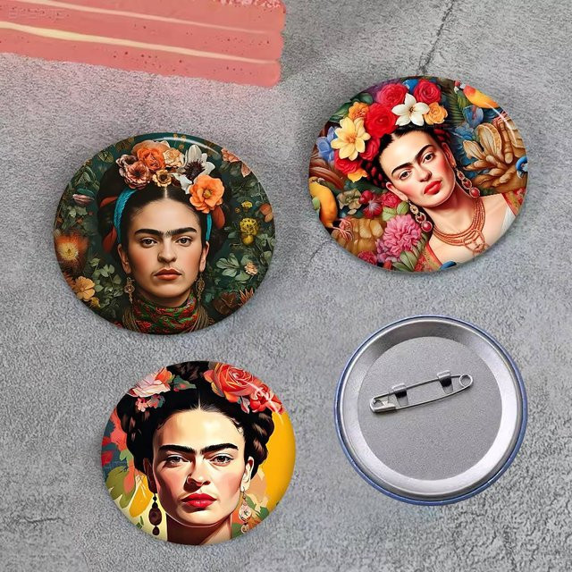 Brosche Frida Kahlo, Rund, Unisex - Bild 1