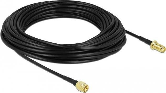 Delock WLAN Antennenverlängerungskabel SMA Stecker auf SMA Buchse Schwarz 15 m - Bild 1