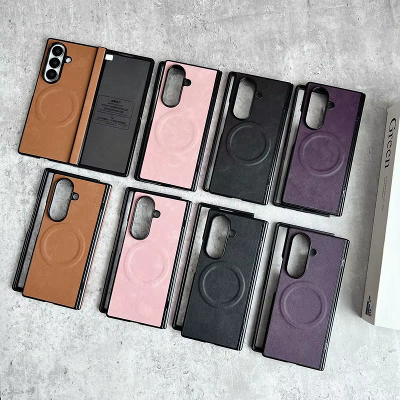 Magnetische Leder-Handyhülle für Samsung Galaxy Z Fold 7, 6, 5, 4, 3 mit MagSafe und Bildschirmscharnier-Schutz in Purple - Bild 3