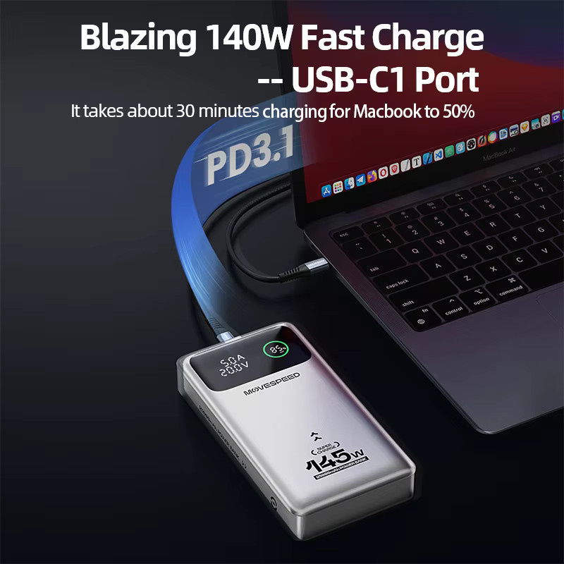MOVESPEED M25Pro Powerbank mit 25000 mAh und 140 W Typ C PD Schnellladung für MacBook und Lenovo Laptop - Bild 2