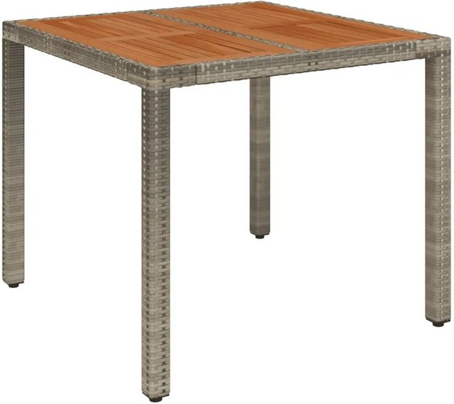 vidaXL Gartentisch aus Poly-Rattan und Akazienholz in Grau B/T/H: 90 x 90 x 75 cm - Bild 1
