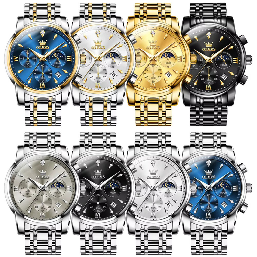 OLEVS Armbanduhr, Quarz, Edelstahl, Schwarz, Herren - Bild 6