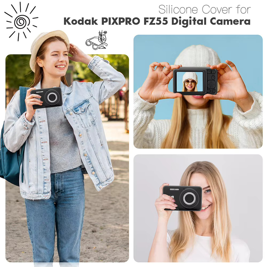 Kodak PIXPRO FZ55 Silikon Schutzhülle in Schwarz zur Kratzschutz Kamera Abdeckung - Bild 3