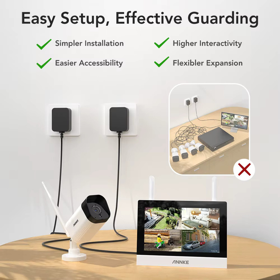 Annke Drahtloses CCTV-System mit 4CH NVR, 7-Zoll Touchscreen und WiFi Outdoor Sicherheitskameras in Weiß - Bild 2