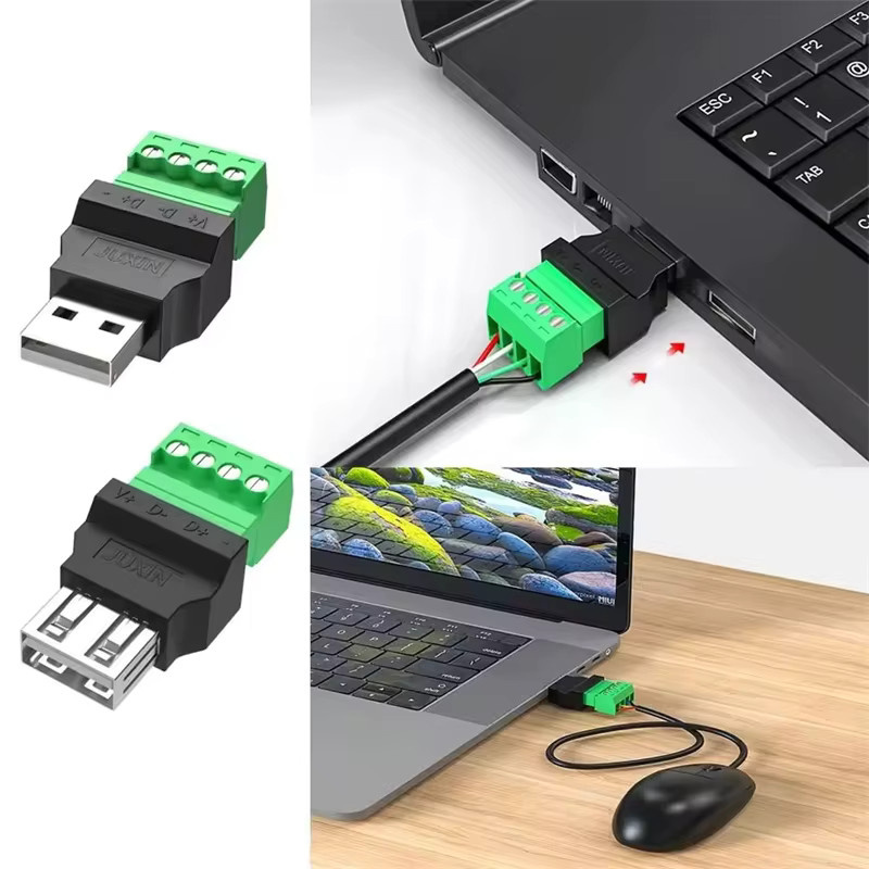 OUIO USB Typ A Adapter Buchse mit 4-Pin Schraubklemmen in Schwarz - Bild 3