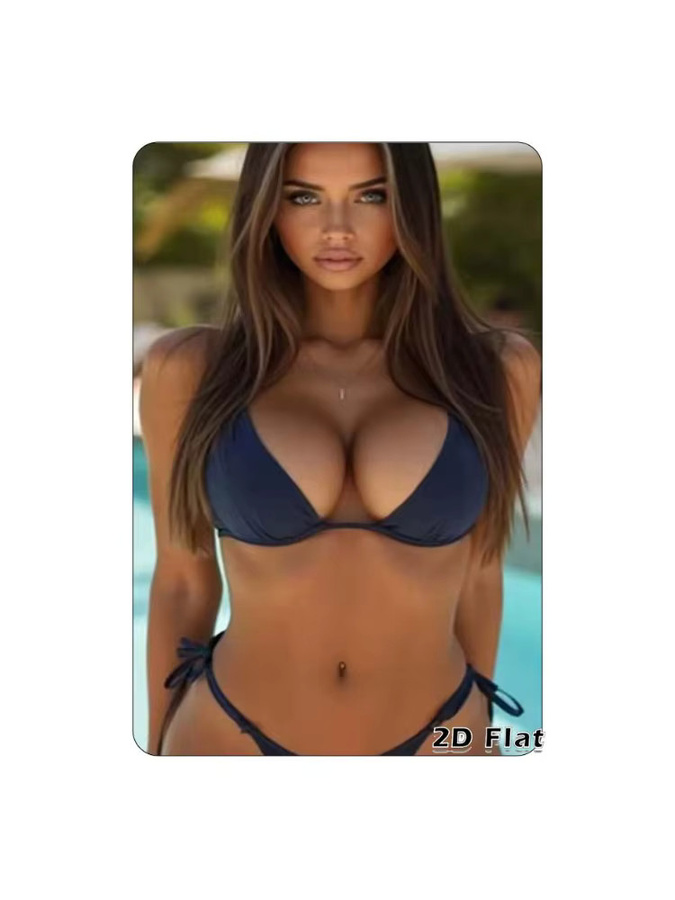 Vintage Metall-Blechschild HELLOYOUNG Wanddekoration mit Motiv einer Frau im blauen Bikini, B/H: 30 x 20 cm - Bild 2