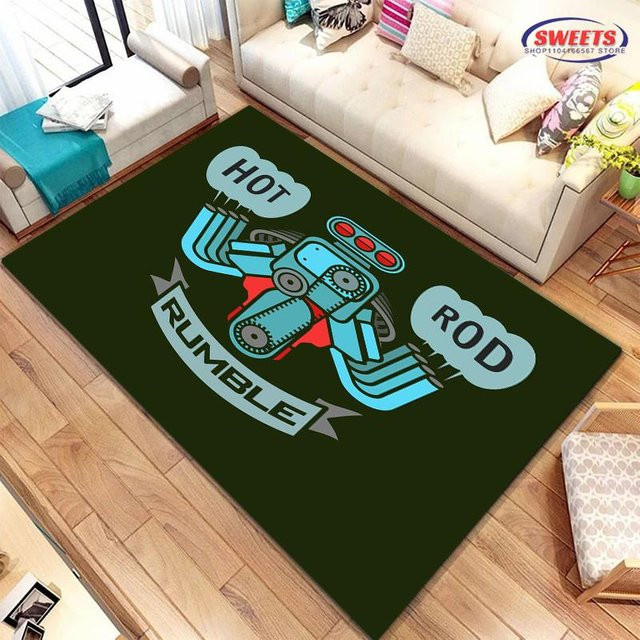 AISILK MOON H-Hot Rod Teppich mit Streifen-Design, rutschfest und waschbar, B/T: 60 x 40 cm - Bild 1
