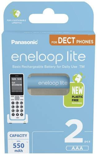 Panasonic Eneloop Lite DECT HR03 AAA NiMH Akku 550 mAh 1.2V Blau 2er-Set - Bild 1