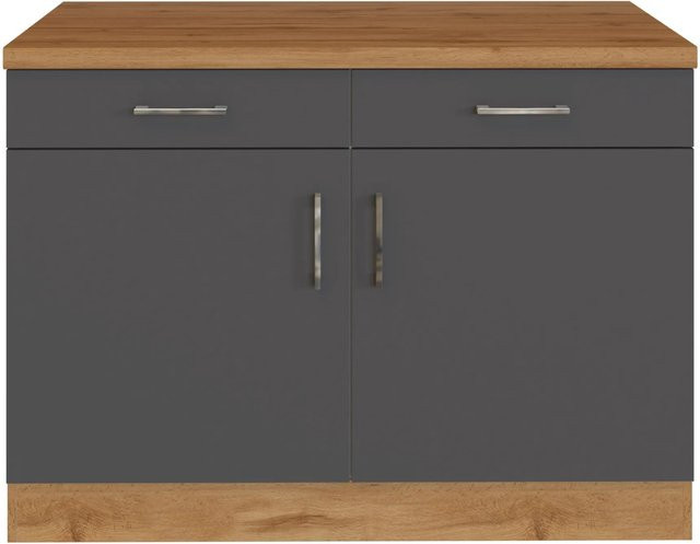Held Möbel Küchen-Unterschrank Sorrento in Eiche Grau mit 2 Schubladen, B/T/H: 100 x 60 x 85 cm - Bild 1