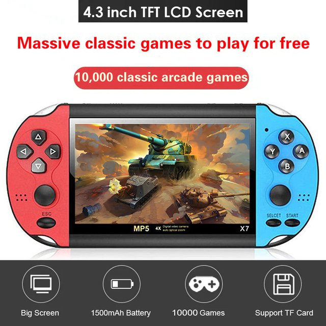 AyeBeau Tragbare Retro Videospielkonsole Mini Handheld Arcade Player in Rot und Multicolour - Bild 1