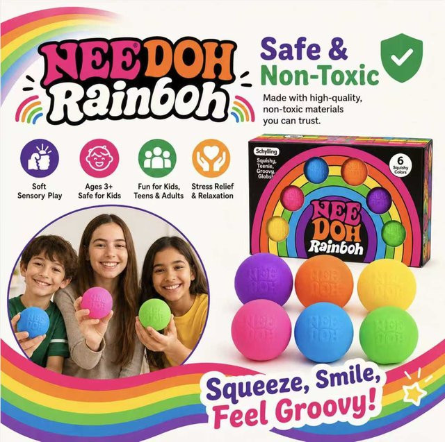 Binchi Outdoor Product Stressabbau-Ball, Regenbogenfarbe, Mini-Sensorik-Quetschspielzeug-Set - Bild 1