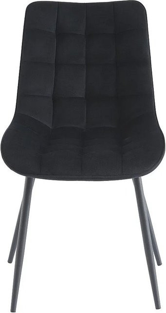 Vente-unique Stuhl Ollua in Schwarz aus Samt und Metall, Breite: 49,5 cm - Bild 1