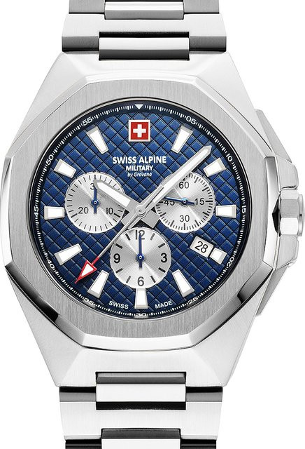 Swiss Alpine Military Chronograph, Quarz, Edelstahl, Blau, 42 mm, Herren - Bild 1