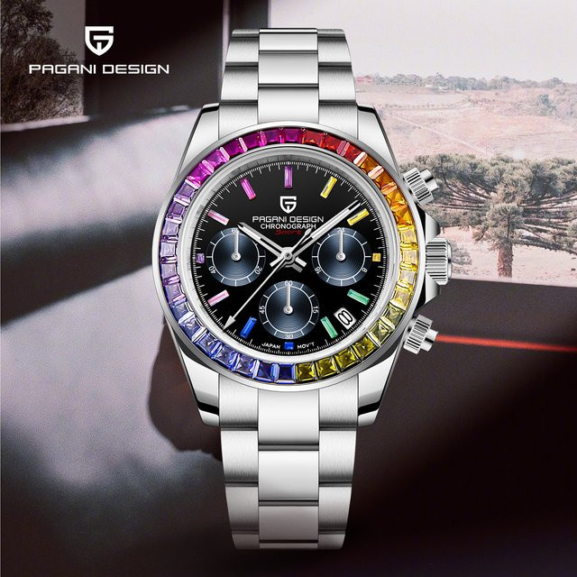 PAGANI DESIGN Chronograph, Quarz, Edelstahl, Diamant, Herren - Bild 1