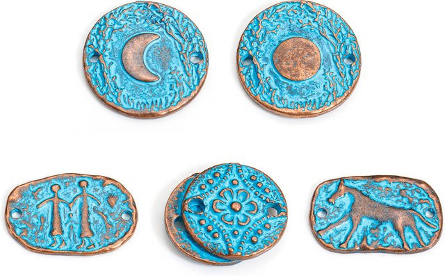 8seasons Charms Anhänger, Kupfer, Antik Kupfer, Blau, Geometrisch, Unisex - Bild 1