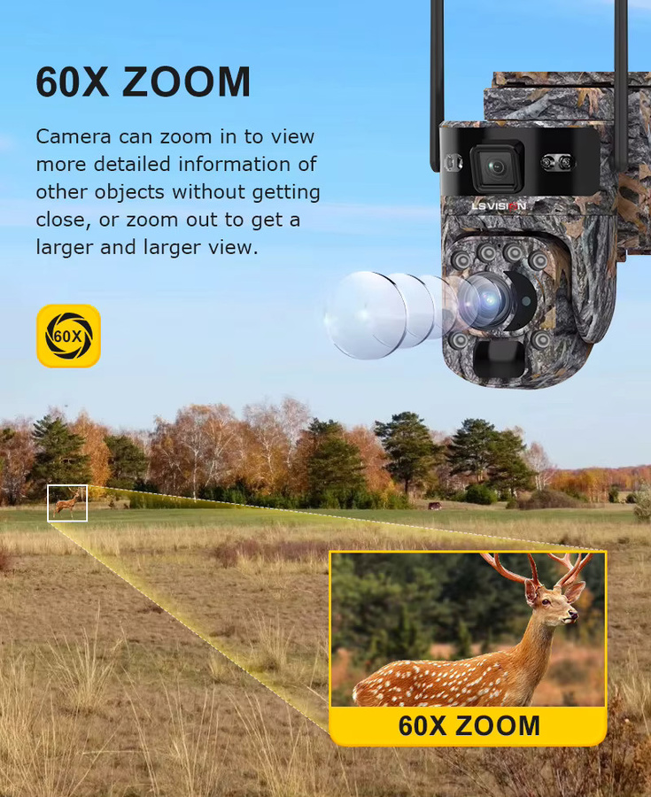 LS VISION 4G Solar Wildkamera mit 60x Zoom, Dual Screen View und WLAN für Outdoor-Einsätze inklusive Farbnachtsicht - Bild 6