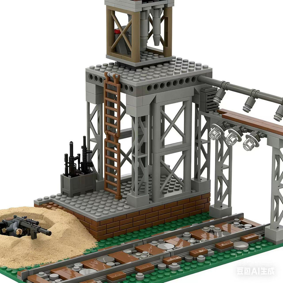 Linyi toy Bausteine Zweiter Weltkrieg Eisenbahn Wachturm Gebäude Modellbausatz - Bild 2