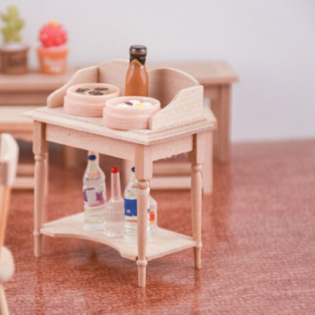 Sommer6 Miniatur-Holztisch, Möbelmodell, DIY-Puppenhaus-Zubehör - Bild 1