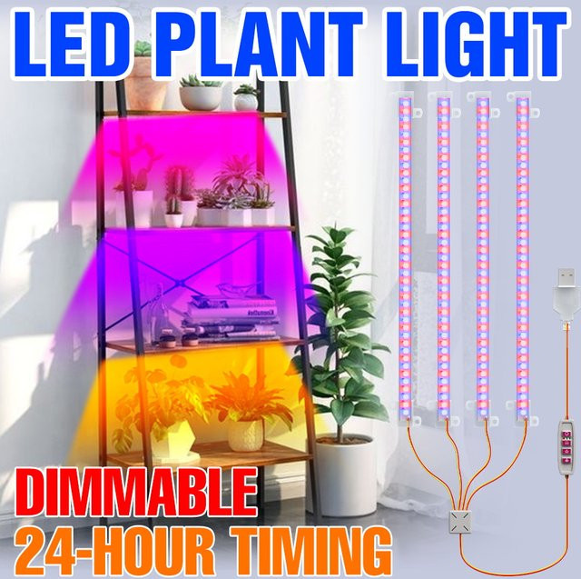 CanLing LED-Wachstumslampe mit Vollspektrum und Zeitschaltuhr in Weiß, USB 5V Zimmerpflanzenlampe für Obst- und Gemüseanbau - Bild 1