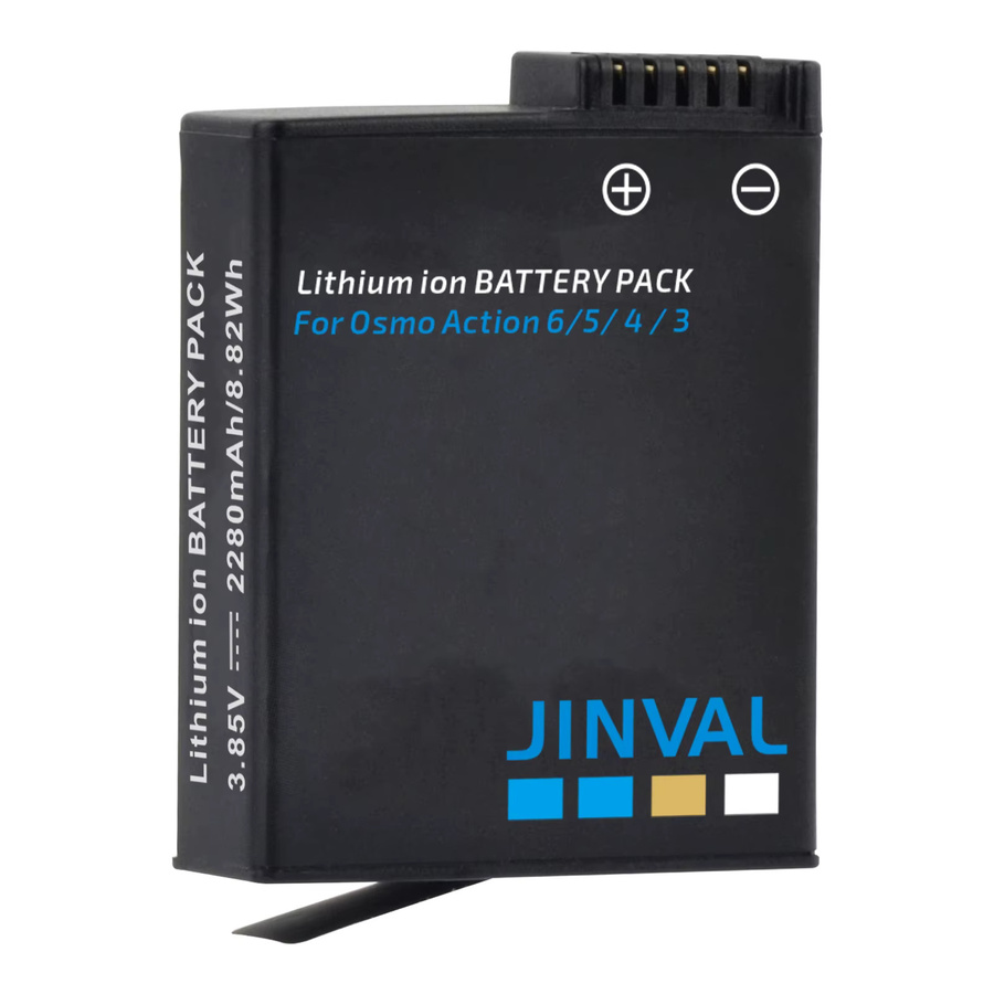 JINVAL Akku-Set für DJI Osmo Action 5 und 6 inklusive Schnelles Dreifach-Ladegerät, 2280mAh, Schwarz - Bild 2
