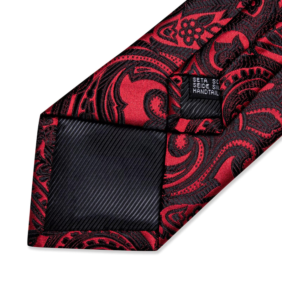 DiBanGu Herren-Krawatten-Set, Krawatte, Taschentuch, Manschettenknöpfe, rot, blau, Blumenmuster - Bild 3