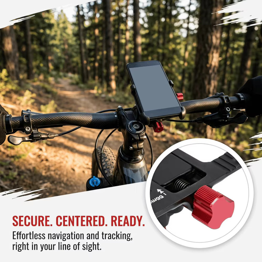 Tragbare 360 Grad drehbare Fahrrad-Handyhalterung aus Aluminium-Legierung in Schwarz für Smartphones von 55-95 mm Breite, geeignet für Rennräder - Bild 2