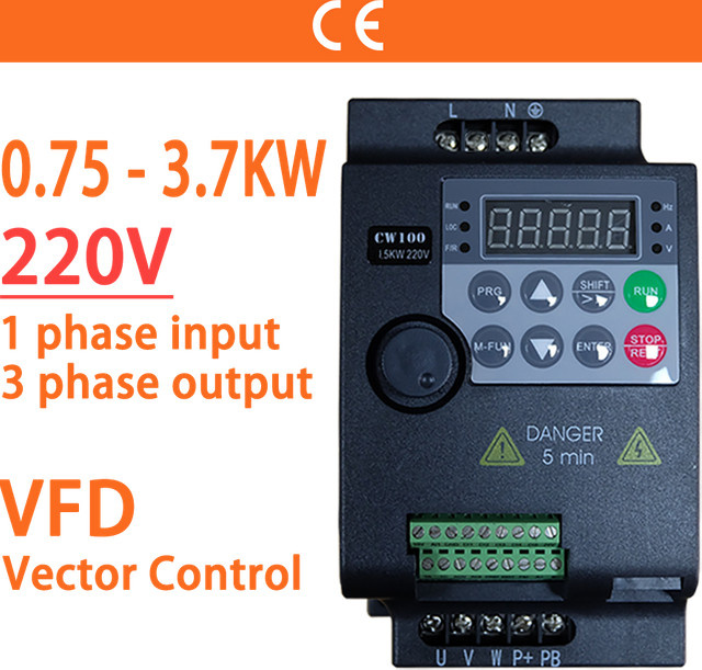 LANDRIVE VFC-Frequenzumrichter zur Motordrehzahlsteuerung, 220V, 0,75 kW bis 3,7 kW (1 PS bis 5 PS) - Bild 1
