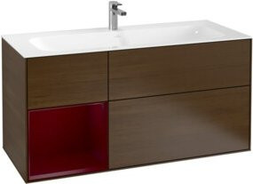 V&B Waschtischunterschrank Finion mit Regalfach links in Walnussfurnier, Braun, B: 119,6 cm, T: 49,8 cm - Bild 1