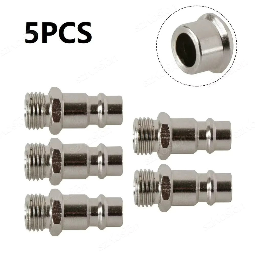 5er Set ouliluye Pneumatische Schnellkupplung nach EU-Standard mit G1/4 BSP Außengewinde in Silber - Bild 2