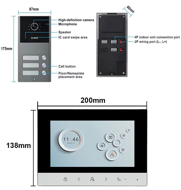 WLAN-Video-Gegensprechanlage für Wohngebäude mit RFID-Karten-Entriegelung, 2/3/4-Einheiten-System - Bild 3