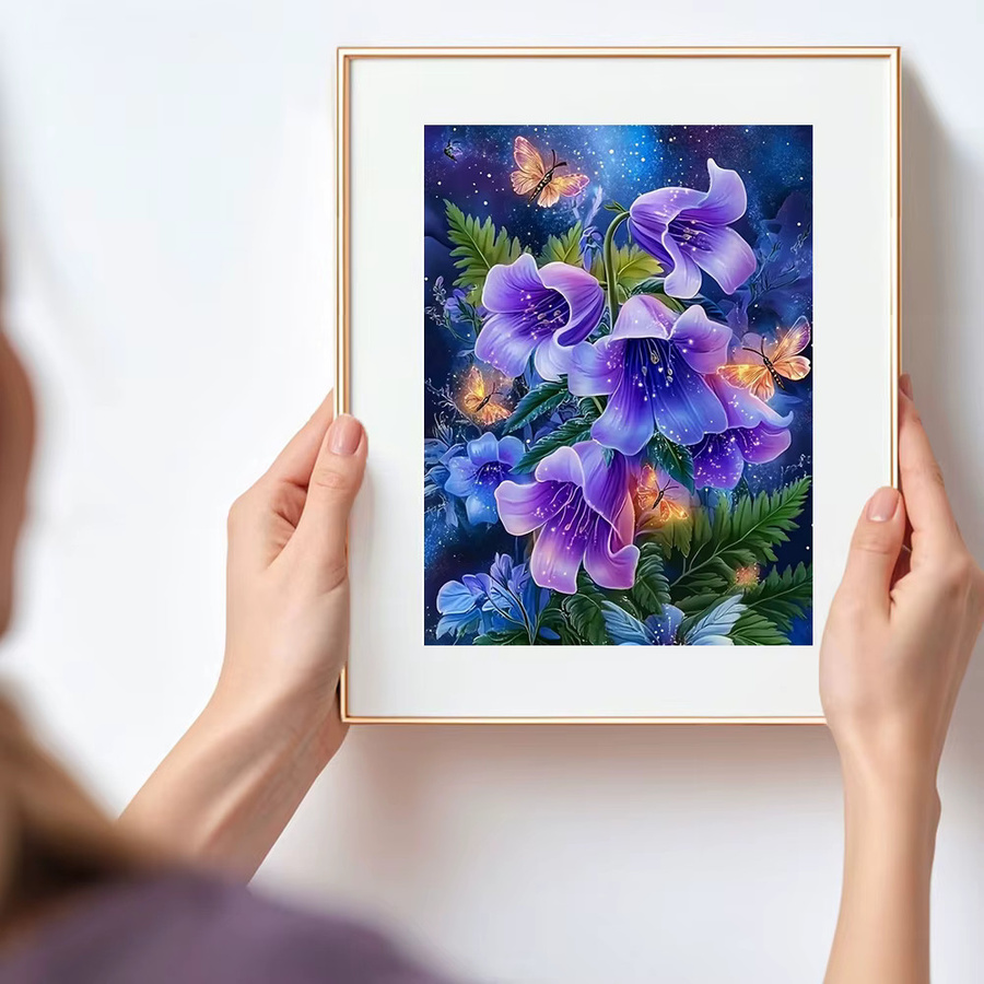 Huacan Diamantgemälde Morning Glory Blume als Diamantmosaik mit runden Strasssteinen in modernem floralem Design - Bild 3