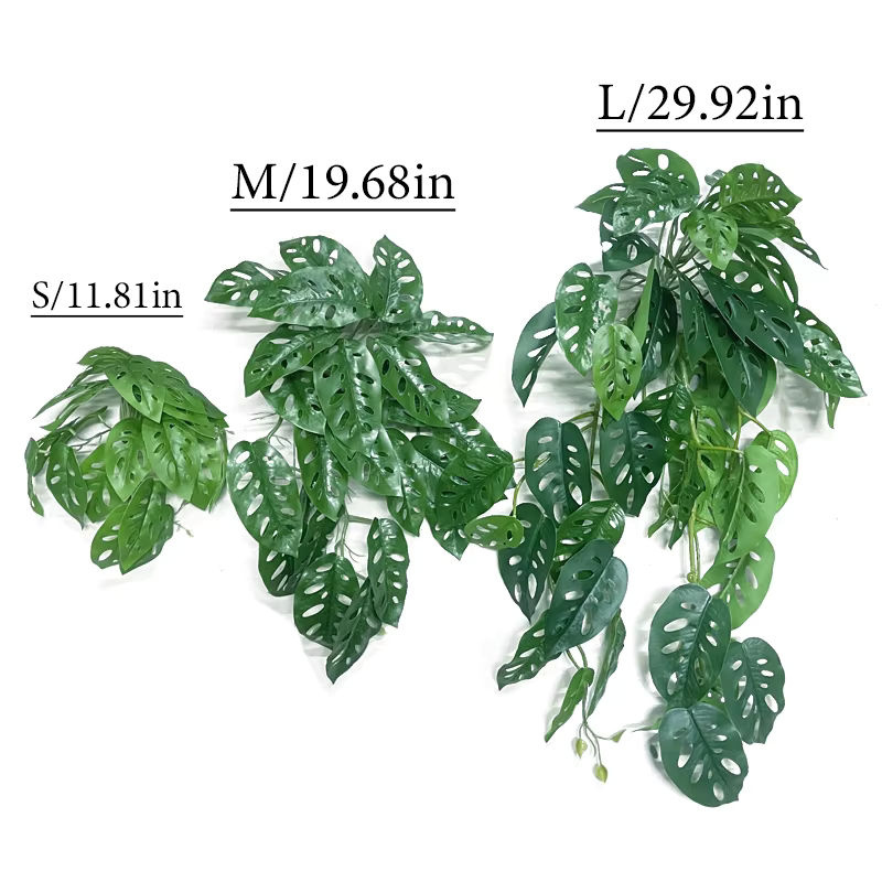 Künstliche hängende Reben von Kmitang in Grün mit Monstera-Blättern und Rattan-Elementen, Höhe: 76 cm - Bild 2