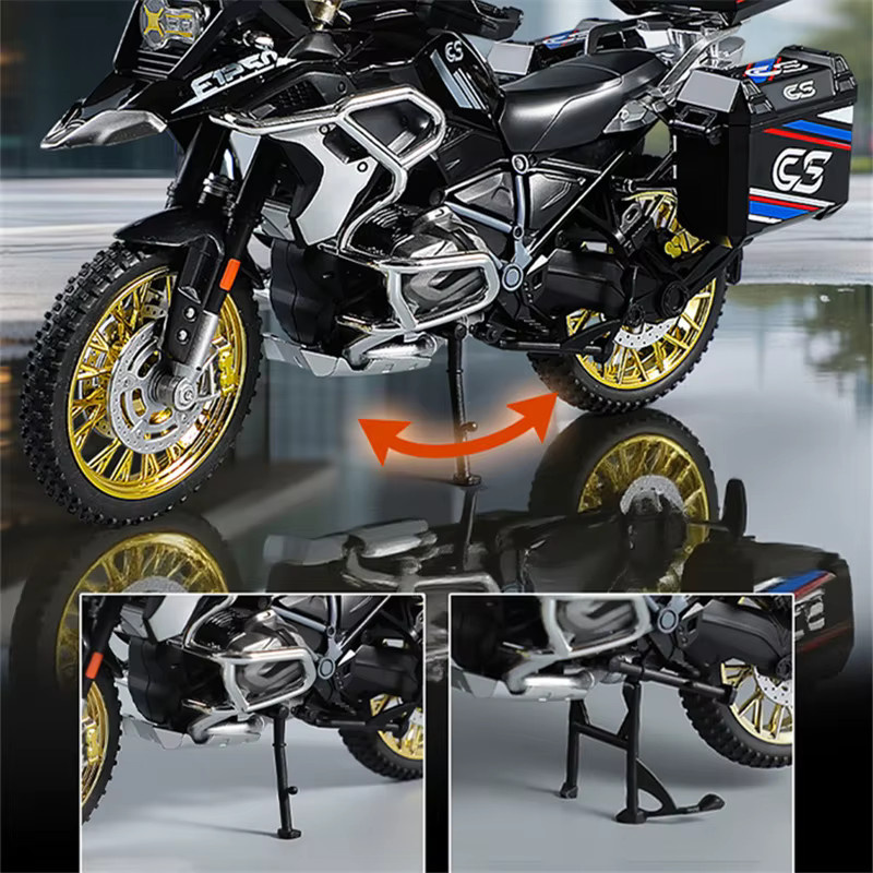 MAKEDA R1250 GS ADV Motorrad Modell, 1:10, Metall, mit Sound und Licht - Bild 4