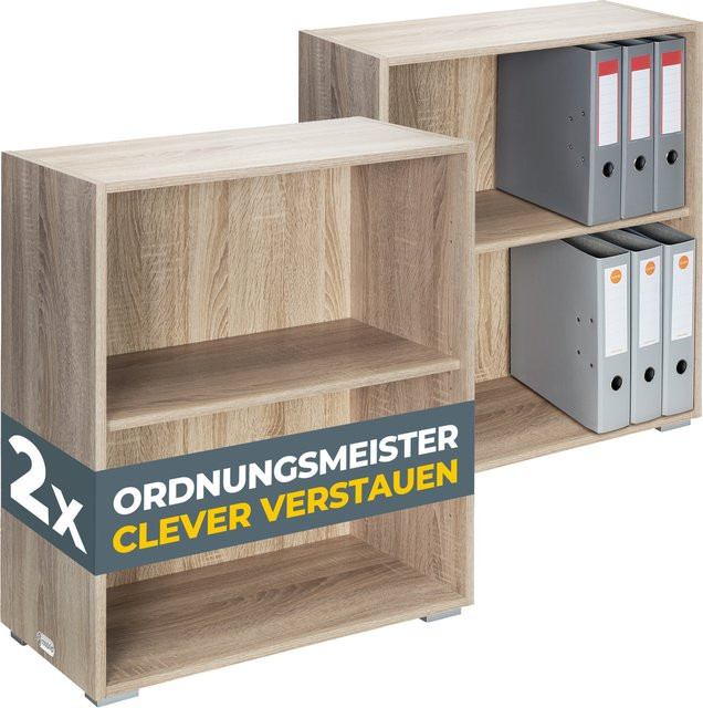 Casaria Standregal Vela 2er-Set in Eiche mit verstellbaren Regalböden und modernem Design - Bild 1