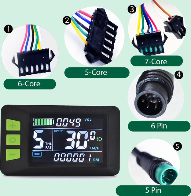 Mcezdy UART2 P3C LCD Display Dashboard Buntes LCD Panel für Elektrofahrräder, Farbe: Schwarz - Bild 1