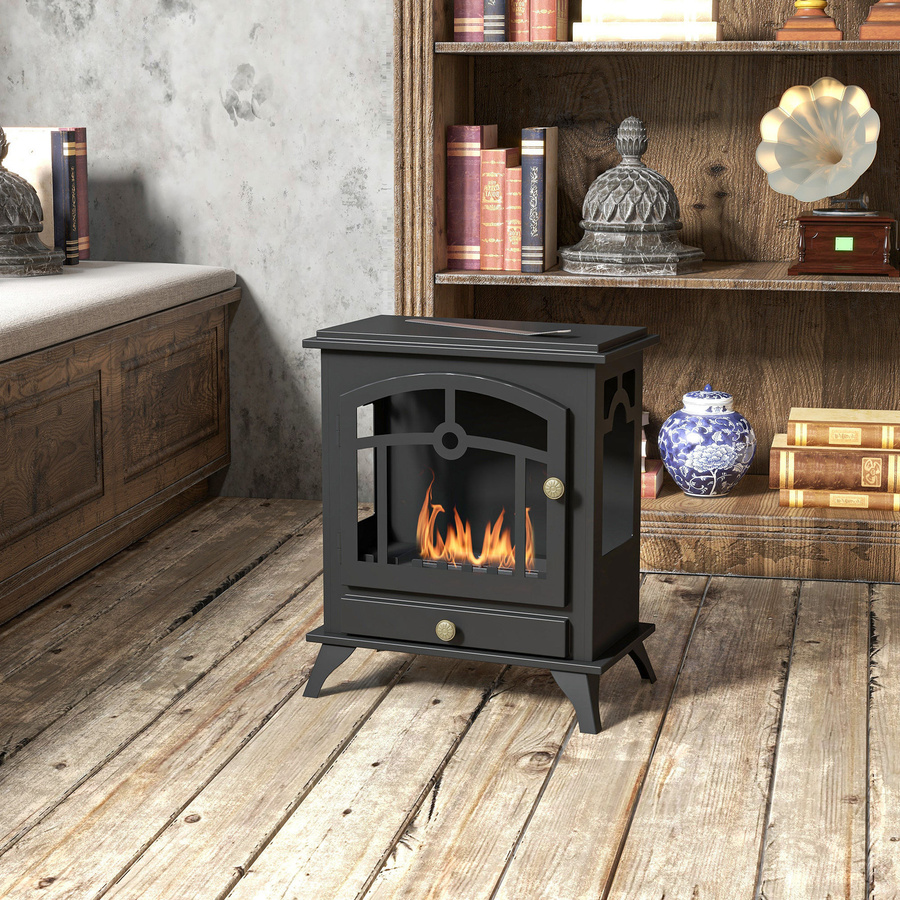 HOMCOM Bio-Ethanol Kamin aus Stahl in Schwarz, B/T/H: 45 x 28 x 54 cm - Bild 2