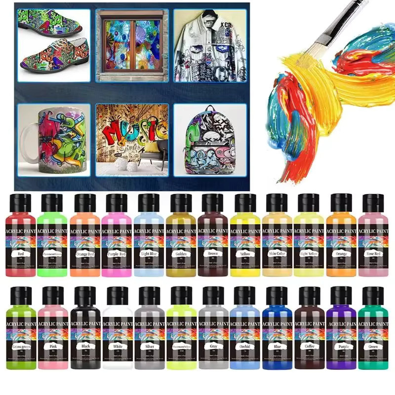 Hochwertige Acrylfarben für Stoff, Kleidung, Leder und DIY-Projekte, Set mit 30 ml pro Flasche, Farben: Lila und Mehrfarbig - Bild 3
