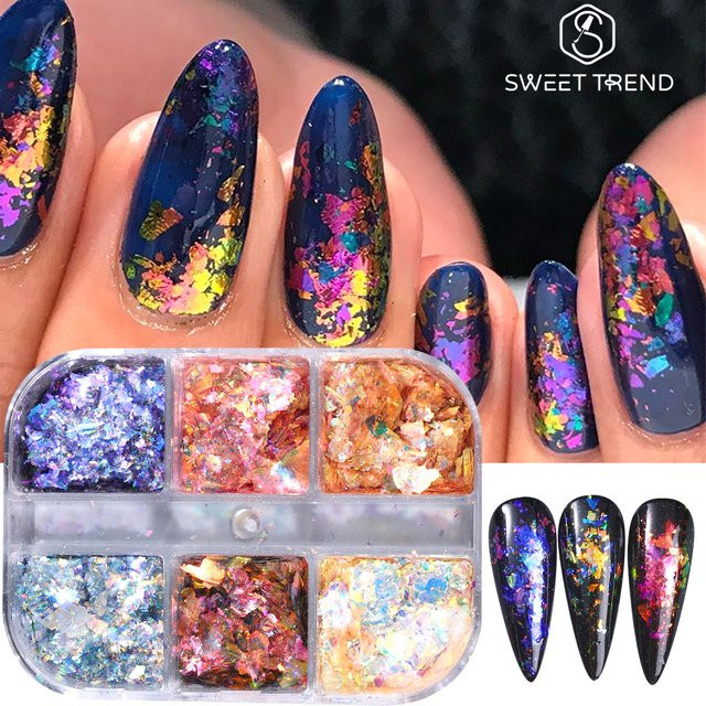 SWEET TREND Nagelglitzer-Pailletten, Aurora Holographische Flocken, Schimmernd - Bild 1
