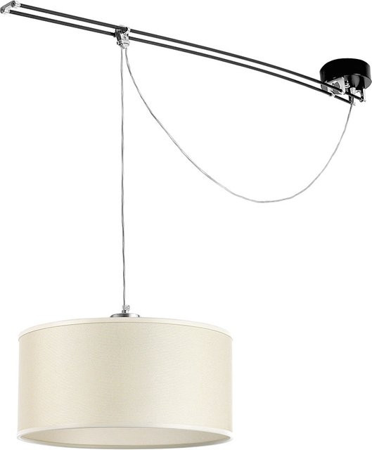 Lumina Moove Pendelleuchte modern in Schwarz mit beige Stoffschirm aus Metall, höhenverstellbar - Bild 1
